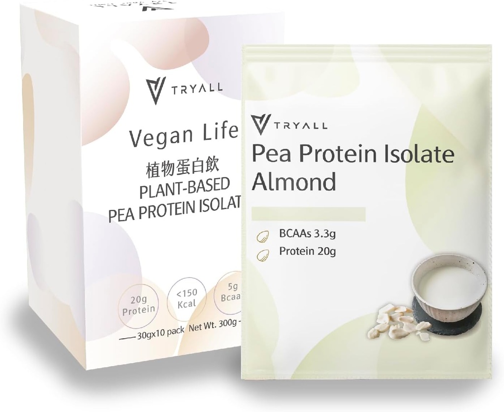 TRIALL Plant Based Pea Protein Powder Isolát (20g proteinu) Cestovní sáčky (mandlové mléko, 10 balení)