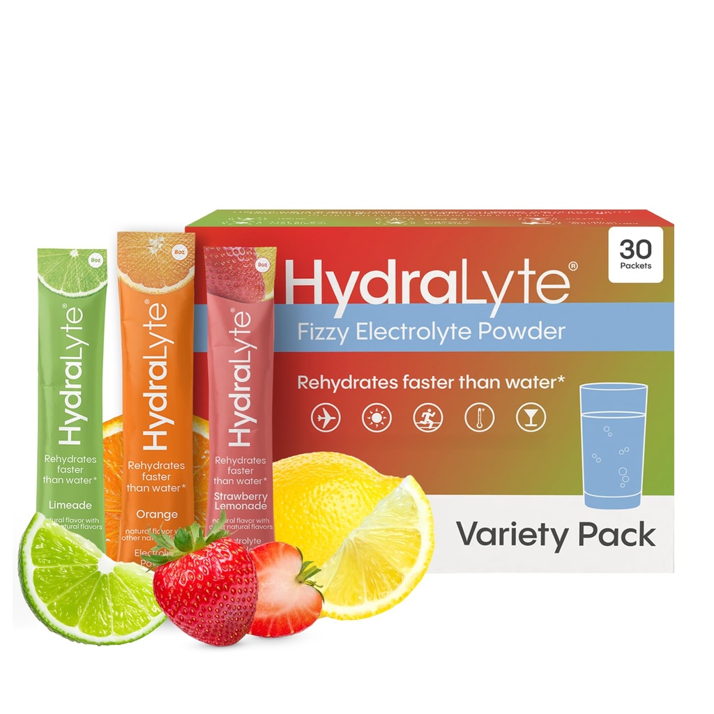Hydralite Nízký cukr Rapid Rehydratace - Lehké jiskření Electrolyte Powder Packets, 8 oz Serve OF 124; Variety Hydration Packets OF 124; Hydration for Heat, Travel, Cvičení a Bachelorette Parts (30 Count)