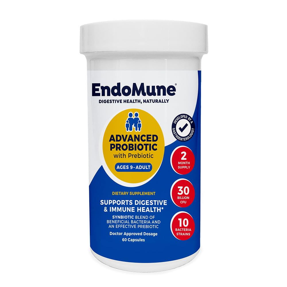 Endomune Advanced Advanced Multi- Strain Probiotický dodatek s Prebiotic - 10 Strains, 30 Miliardy CFU - Lékař Vyhrazený (60- Počet)