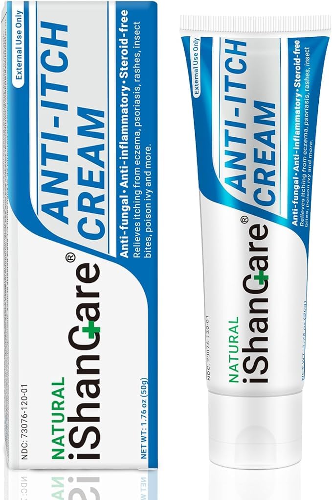 ishancare anti Itch Soothing Cream Extra Strength Itch Relief Ointment, for Full Body Itching caused by Seasonal Changes, Dermatitis, Eczema, Rash, Psoriasis, Hives, Bites, Poison Ivy, 1.76 oz