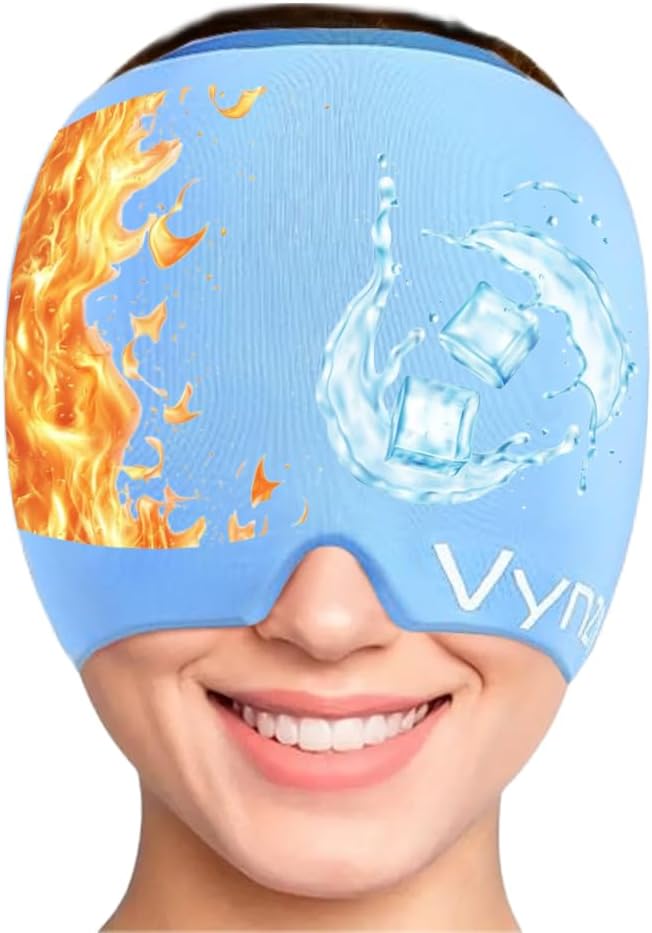 Migréna Relief Cap Zázrak bolesti hlavy Relief Cap360 Hot & Cool Bolest hlavy Cap Soothing Odorless Gel Ice Head Wrap Upgraded Migréna Cap pro napětí, stres a sinus (modrá)