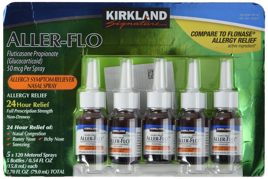 SIGNATURE KIRKLAND Kirkland Aler- Flo Fluticasone Propionate (Glucorticoid), 0. 54 Fl Oz. (balení po 5)