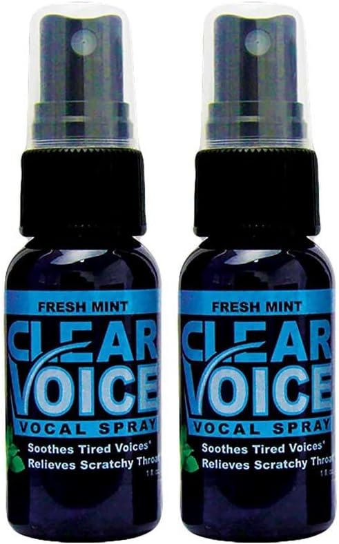 Čirý hlas Orální Krční Spray Zpívání Ease Clarity Soothing Dampier Moisturizer Relief Vocal Eze Reducer Booster Léčba, Vyrobeno v USA, Čerstvý mátový flavor (2 Pack)