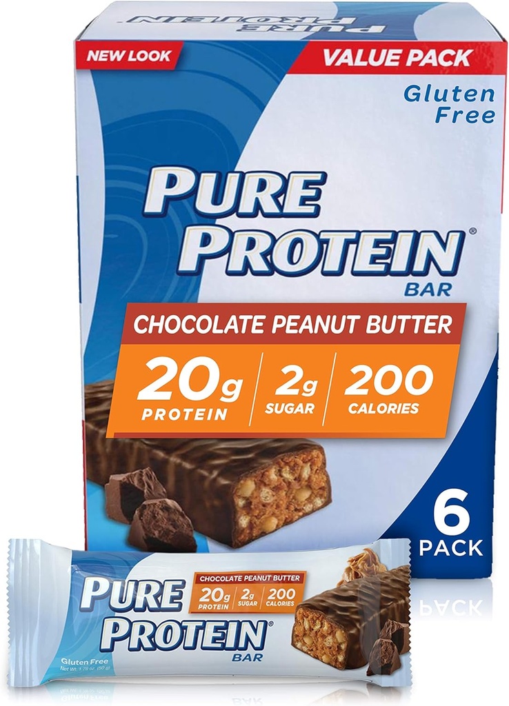 Čistý protein - High Protein Bar Čokoládový oříšek Butter - Protein Bars - 20 gramů proteinu per Bar--Gluten Free--6-1.76-Ounce Bary