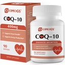 OMOGS CoQ10 400mg Softgels, Coenzym Q10 Vysoké absorpční doplňky Podpora srdečního zdraví, kardiovaskulární zdraví, imunitní systém a buněčná výroba energie, Gluten Free, 90 Softgels