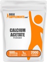 BulkSupplements.com Calcium Acetate Powder - doplněk vápníku, potravinová třída - Čisté a gluten zdarma, 500 mg na servírování, 1kg (2,2 kg) (balení po 1)