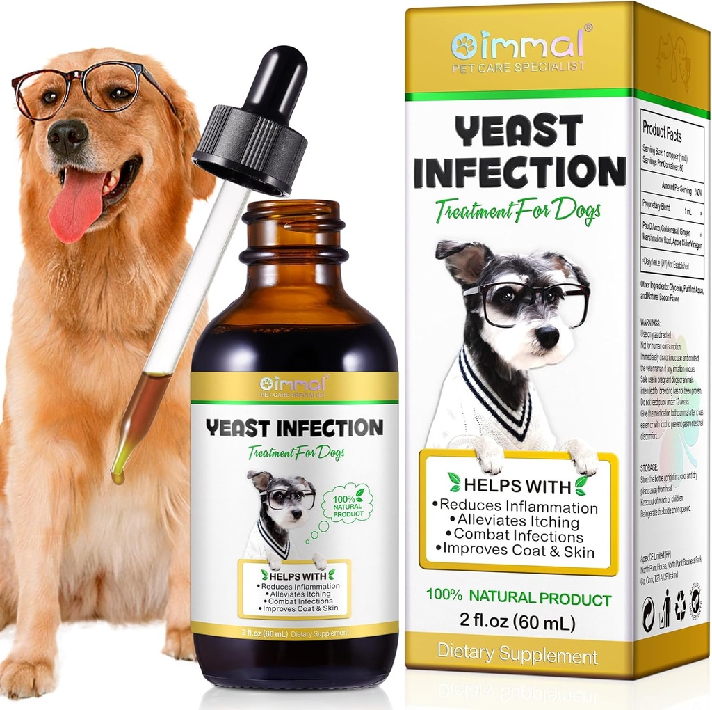 Psí kvasinková infekce Léčba, Přírodní kvasinková infekce Léčba pro psy, Podporuje Psí Ucho Infekce Léčba a alergie Itch Relief, Snížení zánětu, Zlepšit coat & Skin, Slacon Flavor, 2 Fl Oz