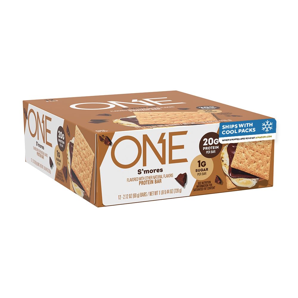 ONE Protein Bary, Smores, Gluten Volný s 20g bílkovin a 1g cukru, Pantry Staples, 2.12 oz (12 Počet), Balení May Vars