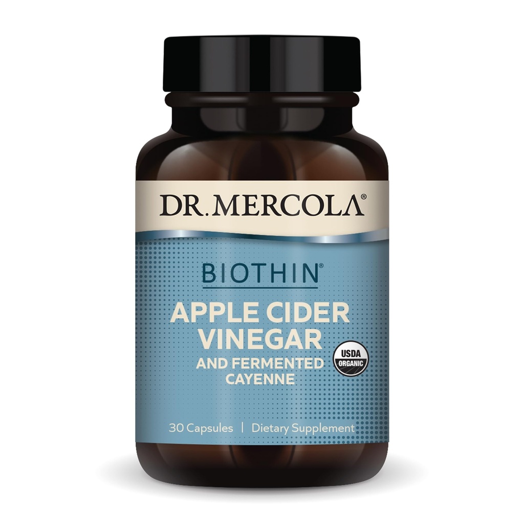 Dr. Mercola Biothin Organic Apple Cider ocet a fermentované Cayenne, 30 Servings (30 Kapsle), Dietní dodatek, stravovací podpora, Non- GMO, USDA Organic
