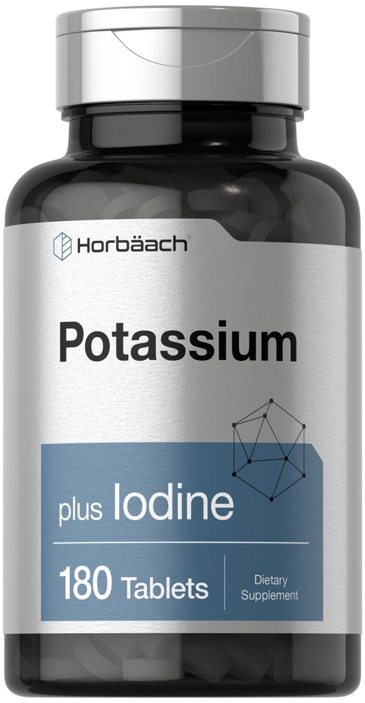 Horbäach Chlorid draselný dodatek 124; Plus jód 124; 180 Vegetariánské tablety 124; Non- GMO a gluten zdarma