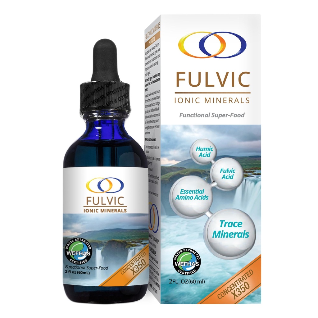 Optimálně organické vody extrahované Fulvic iontové minerály X350 - Patentovaná bioaktivní kyselina Fulvic, kyselina vlhká, stopové minerály, elektrolyty a esenciální aminokyseliny - 8 + měsíční dodávka!