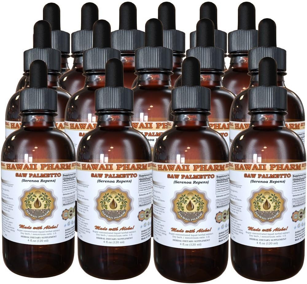 Saw Palmetto tekutý extrakt, Organic Saw Palmetto (Serenoa Repens) tinktura, Bylinný dodatek, Hawaii Pharm, Made in USA, 15x4 fl.oz