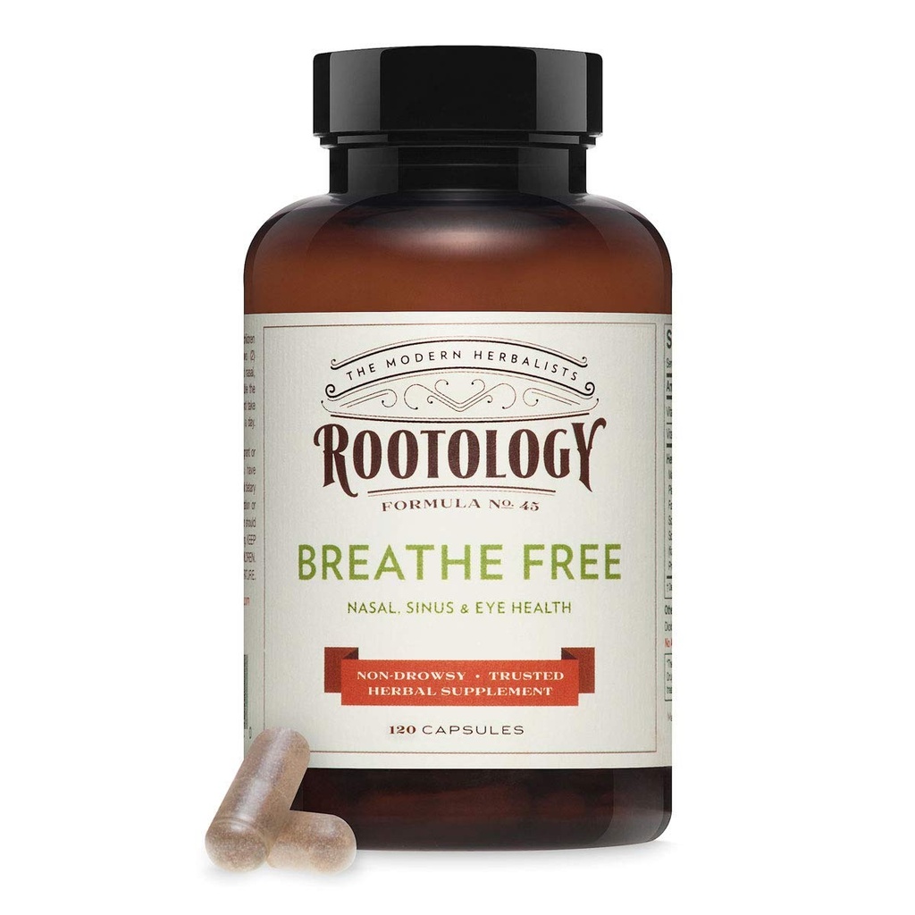 Rootologie Dýchat zdarma - Přírodní Nasal & Sinus Relief - Fast- Herecké, Non- Drowsy - 120 Kapsle...