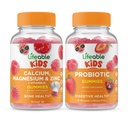 Živé vápníku Magnesium & zink děti + Probiotické 2 miliardy CFU děti, Gummies Bundle - Velký příchuť, doplněk vitamínu, gluten zdarma, GMO zdarma, žvýkací žlab