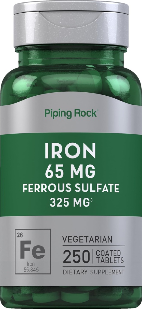 Piping Rock Iron Ferrous Sulfate 65 mg / 100 mg / 100 mg; 250 tablet / 100 mg / 100 mg; Supplementace železa / 100 mg / 100 mg / 100 mg / 100 mg / 100 mg / 100 mg / 100 mg / 100 ml