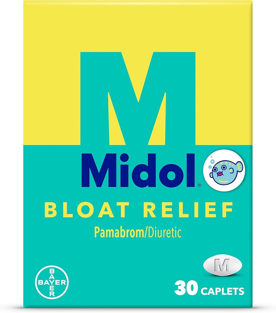 Midol Bloat Relief, Kaplety s Pamabrom, 30 Počet