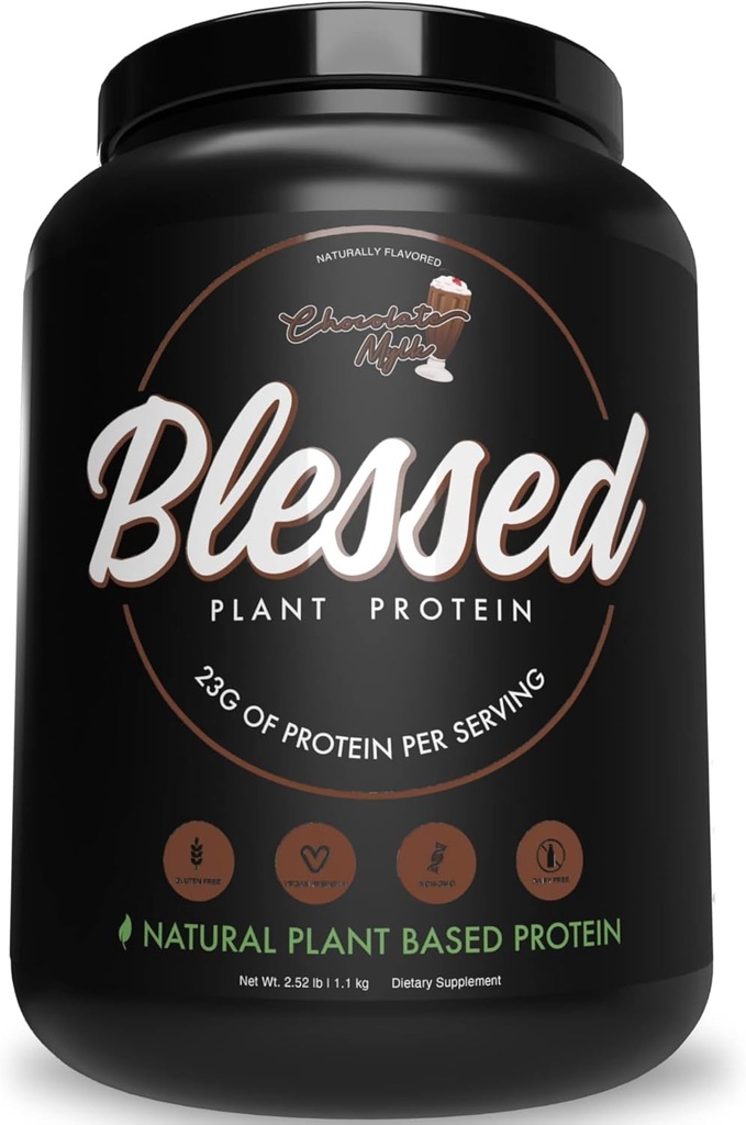 Požehnaný Veganský proteinový prášek - proteinový prášek na bázi rostlin, proteinový koktejl, 23g proteinového prášku, mléčný prášek, bez lepku, bez soli, bez přidaného cukru, 30 porcí (čokoláda Mylk)