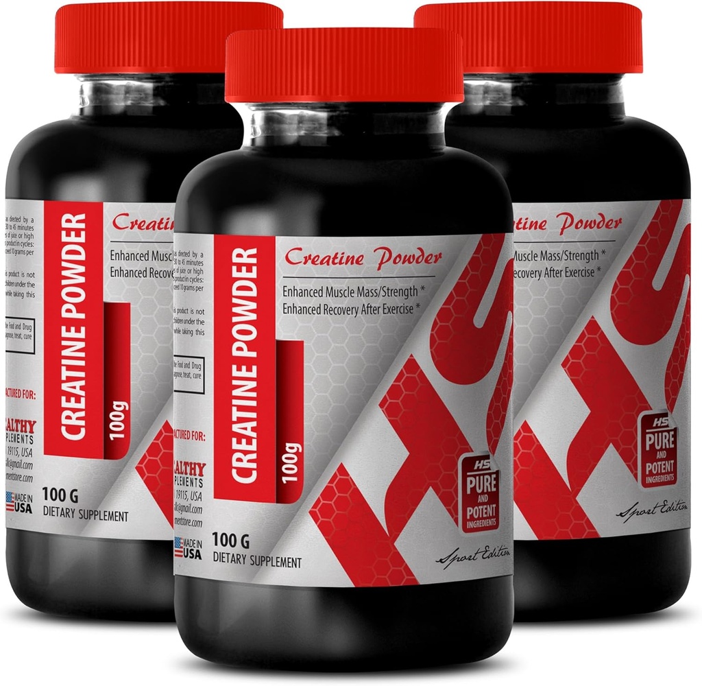 Body Builder for men - CREATINE Powder 100G - Creatine Bulk - 3 Lahvička (prášek)
