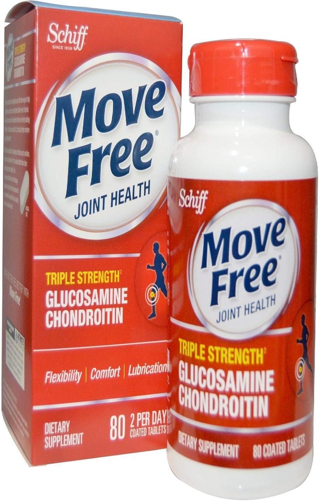 Schiff Přesun zdarma Pokročilé, Triple Strength Plus MSM & Vitamin D3, 80 potahované tablety