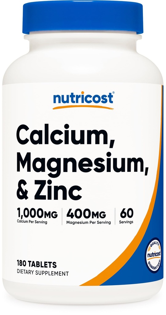 Nutrikost vápník, hořčík a zinek Tablety 1,415 mg, 180 Tablety - Vitamin / Minerální Směs Dodatek, 60 Služební - Gluten zdarma, Non- GMO
