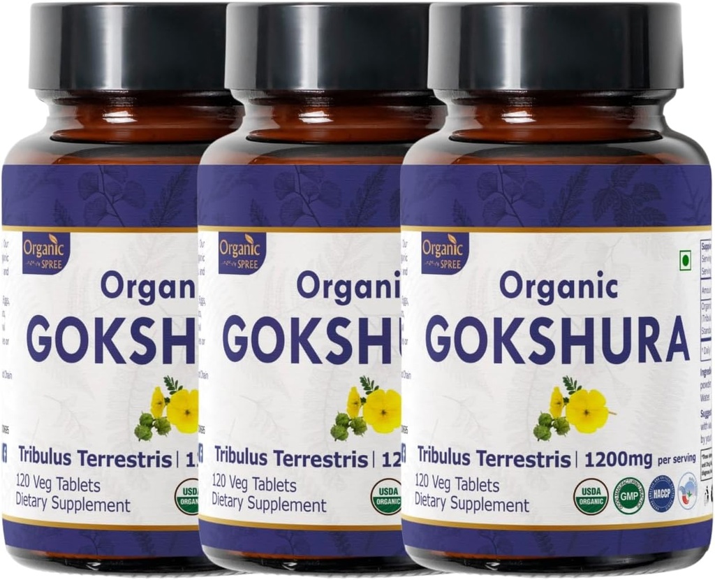 Gokshura 120 Tablet CLAS124; Tribulus Terrestris (Gokshura) CLAS124; USDA Organic Certified CLAS124; Podporuje imunitu a sílu CLAS124; Organic and Natural 120tab - Balení 3