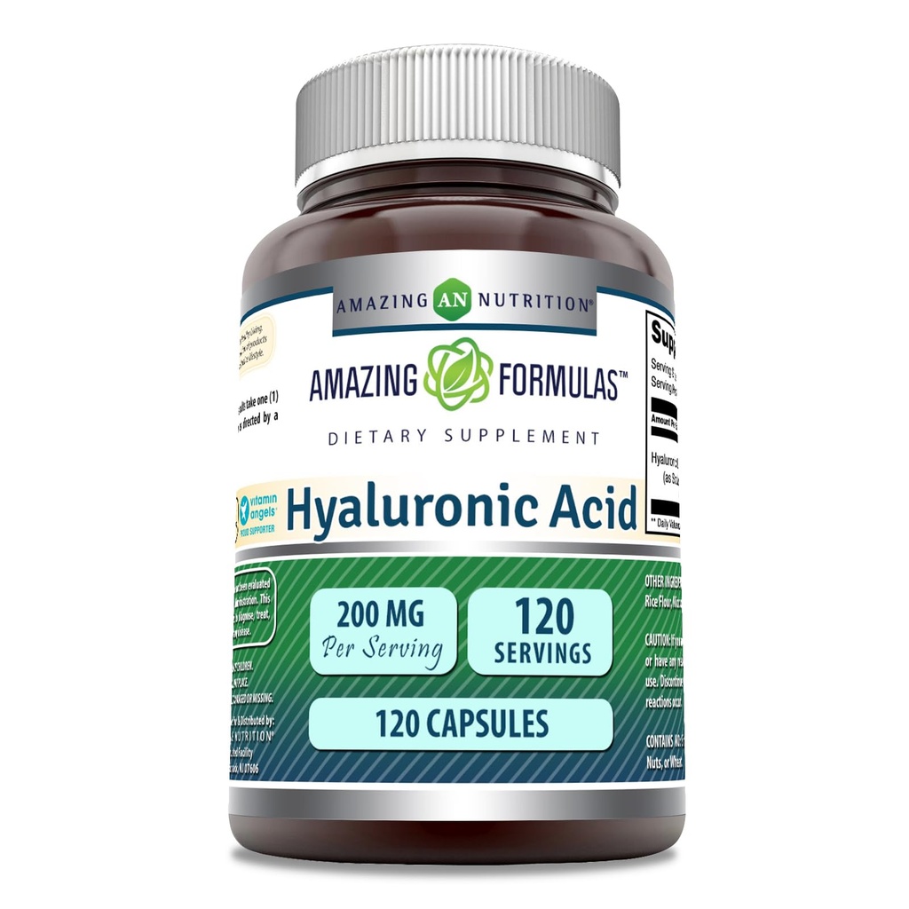 Amazing Applicas Hyaluronic Acid Supplementary 124; 200 Mg Per Serving Academy 124; 120 Kapsle 124; Non- GMO Academy 124; Gluten Free Academy 124; Made in USA