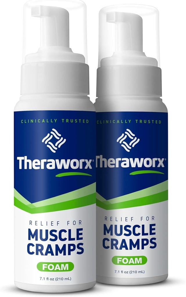 Theraworx Relief for Muscle Cramps Foam Fast- acting Muscle Spasm, Noha Sólith with Magnesium Sulfath - 7.1 oz - 2 Počet