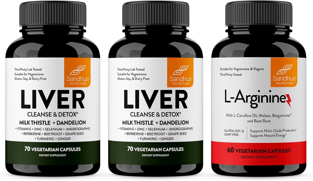 Přípravek Sandhu 's Equity Reew Cleanse & L- Arginin s prekurzorem oxidu dusnatého Kapsle 124; podporuje imunitní, stravitelné zdraví, energii a zdravý oběh