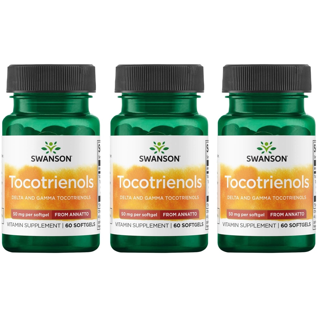 Swanson Deltagol Tocotrienols- Annatto Tocotrienols Podpora zdravé hladiny cholesterolu již v normální Range- vitamin E Tocotrienols 99% Tocopherol zdarma (60 Softgels, 50mg každý) (3 balení)