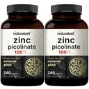 2 balení Maximální síla zinku 100mg, zink Pikolinát dodatek, 480 Kapsle, zinek vitamín a imunitní vitaminy pro enzymové funkce a imunitní podporu, Non- GMO a vyrobené v USA