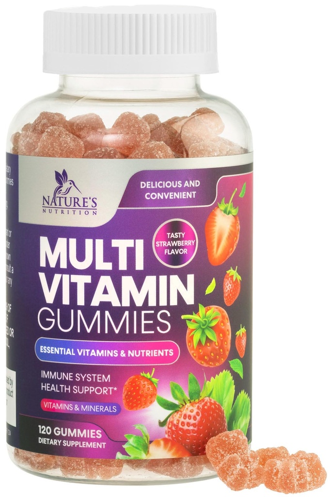 Multivitaminové žvýkačky pro dospělé, Denní Gummy Vitamíny & Minerály s vitamíny A, C, D, B12 pro ženy a muže, Imunitní podpora Gummy Multivitamins Dodatek, Dospělé Multi VIT Vitamin - 120 Gummies