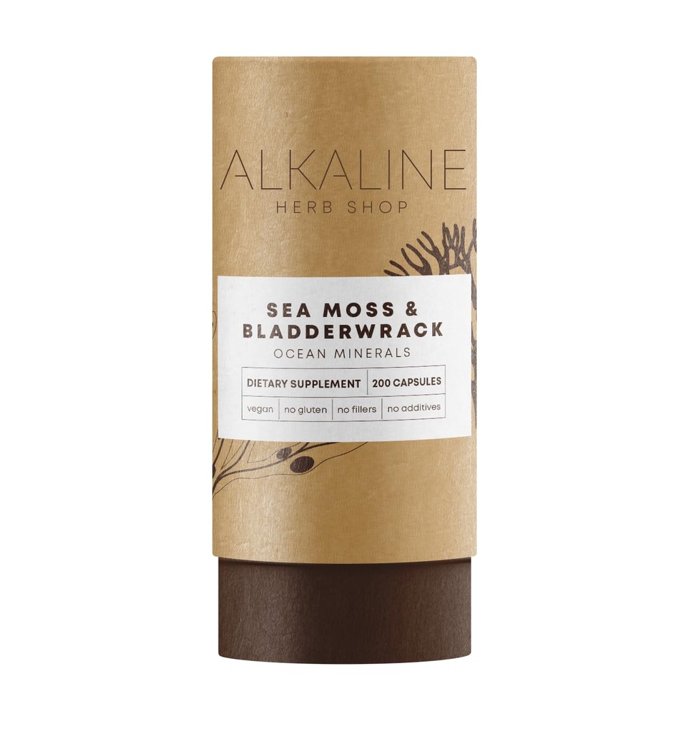 Alkalické Herb Shop Moss Moss & Bladderwrack Dodatek 200 Kapsle