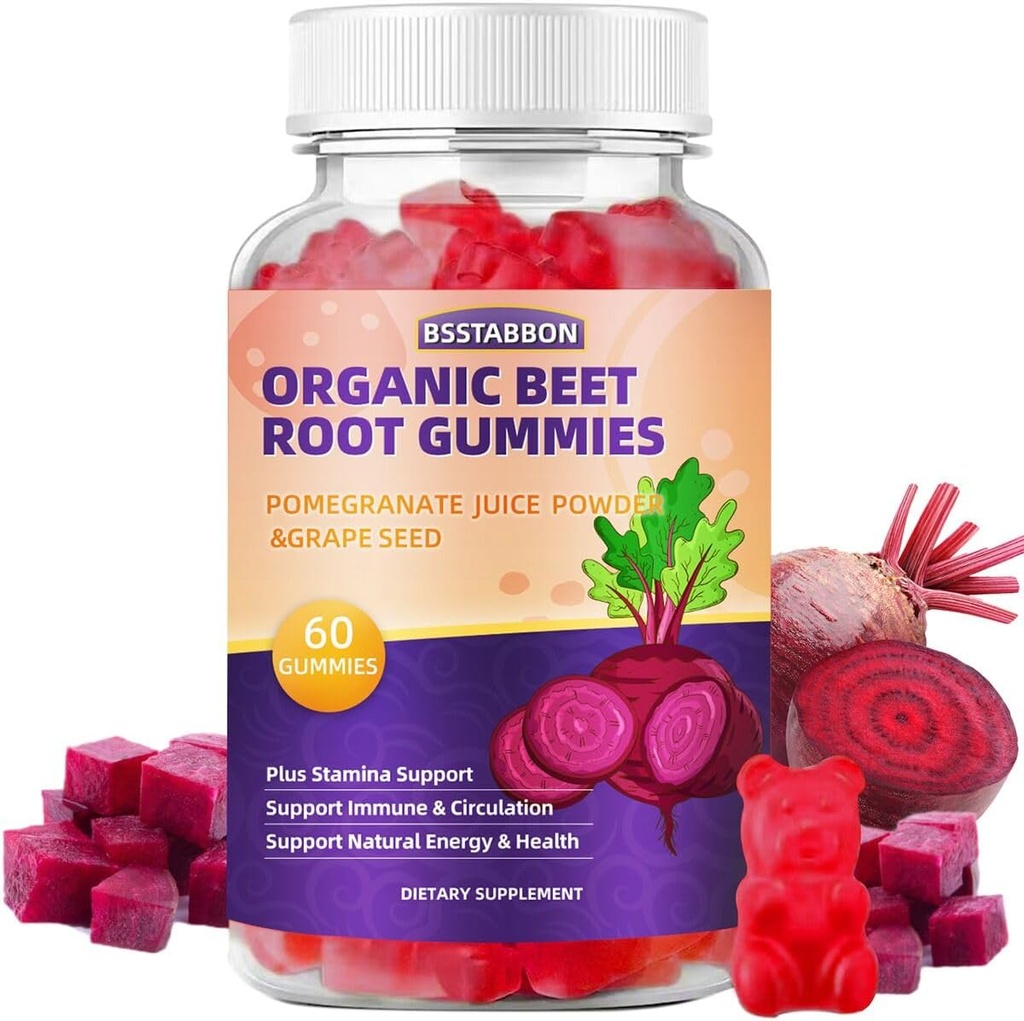 Řepné kořenové gumy s řepkovým kořenovým extraktem, Grapefruitová šťáva Power, Grape Seed Extract Dodatek per Serving pro muže a ženy Non- GMO, a gluten zdarma, 60Gummies