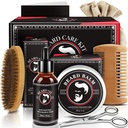 Otcové Day Dad Dárky, Vousy Kit pro muže, Vousy Růst a Grooming Kit w / Vousy Oil Beard Balm Beard Brush Vousy Comb Beard Nůžky, Narozeninové dárky pro muže Manžel Ho Děda Přítel Syn Bratr