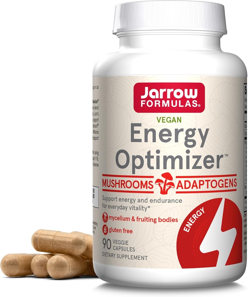 Jarrow Optimizer energie s Cordyceps, Reishi, Lion 's Mane, Shiitake, King Trumpet, a Turecko Tail Houby, Dietní dodatek s Ashwagandha, 90 Veggie Kapsle, 30 Den Dodávka