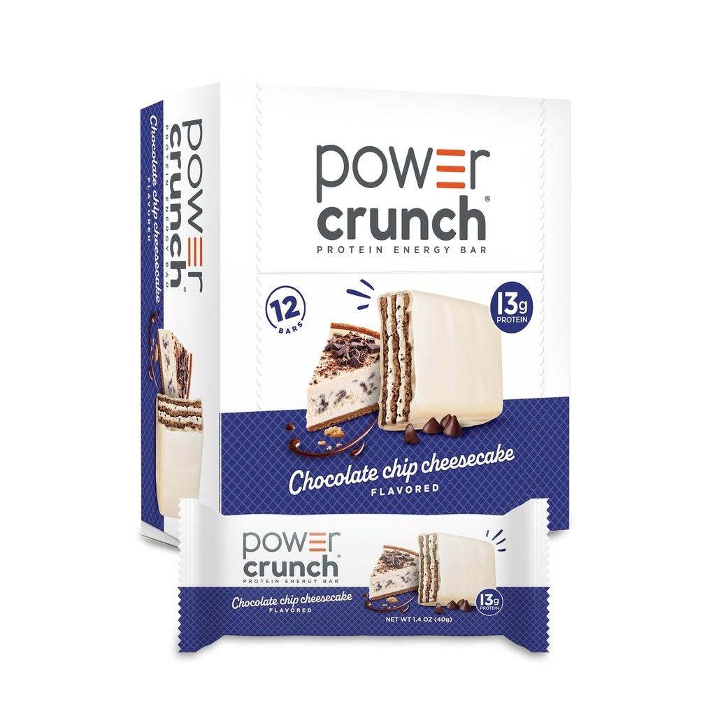Power Crunch Protein Wafer Bary, High Protein Snacks s vynikající chutí, Chocolate Chip Cheesecake, 1.4 Ounce (12 Počet)