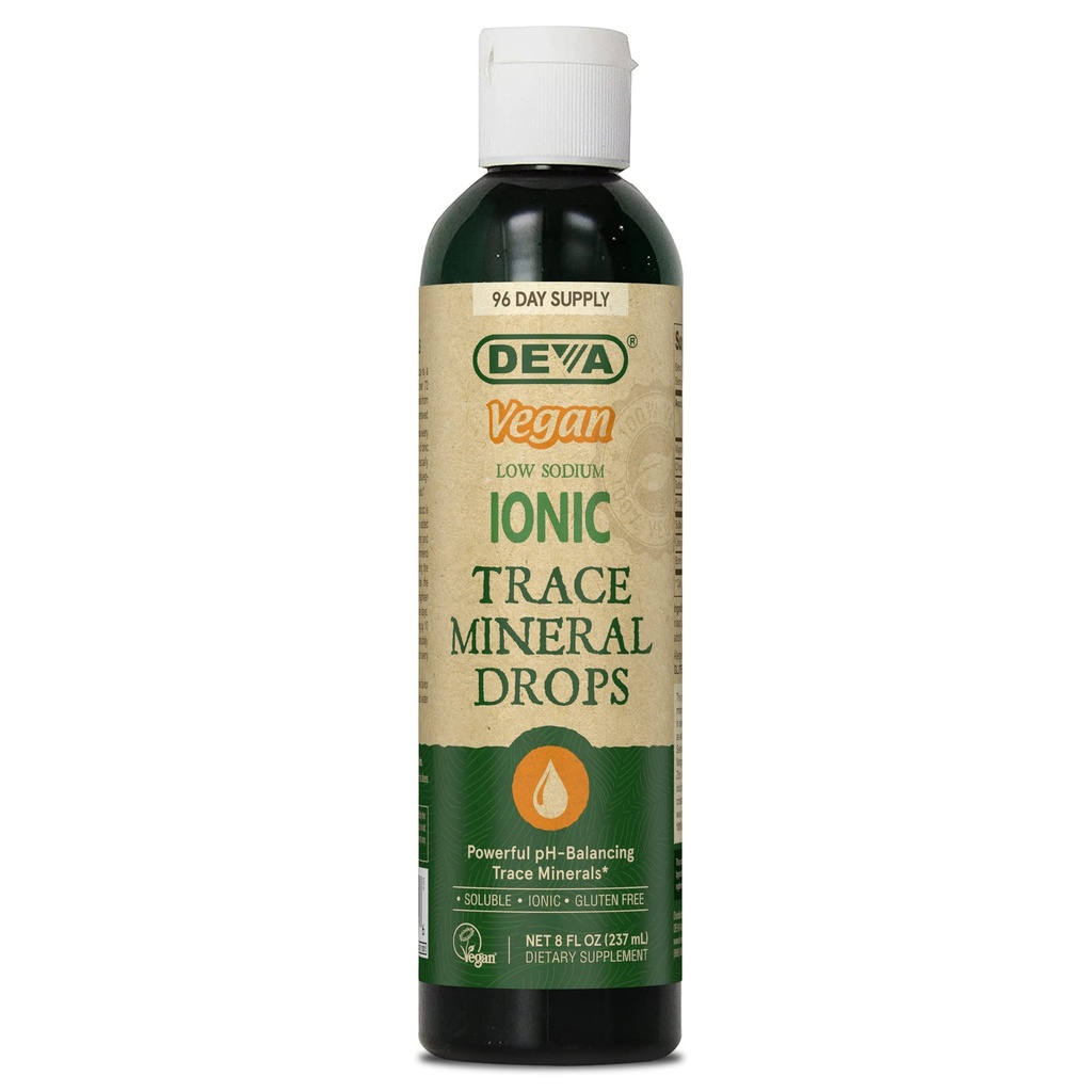 DEVA Vegan Ionic Trace Mineral Drops, Nízký sodík, pH Balancing, 96- Day Supply, 8 Fl Oz