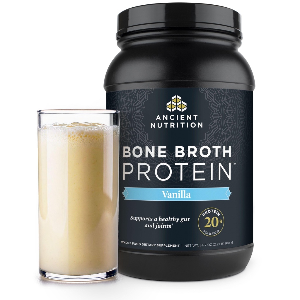 Starověké nutriční trava Fed, Bone Broth Protein Powder, 20g Protein, Hydrolyzované kolagen Peptides, Keto & Paleo Friendly, Podporuje společné, Gut zdraví, Vanilla, 40 Služeb