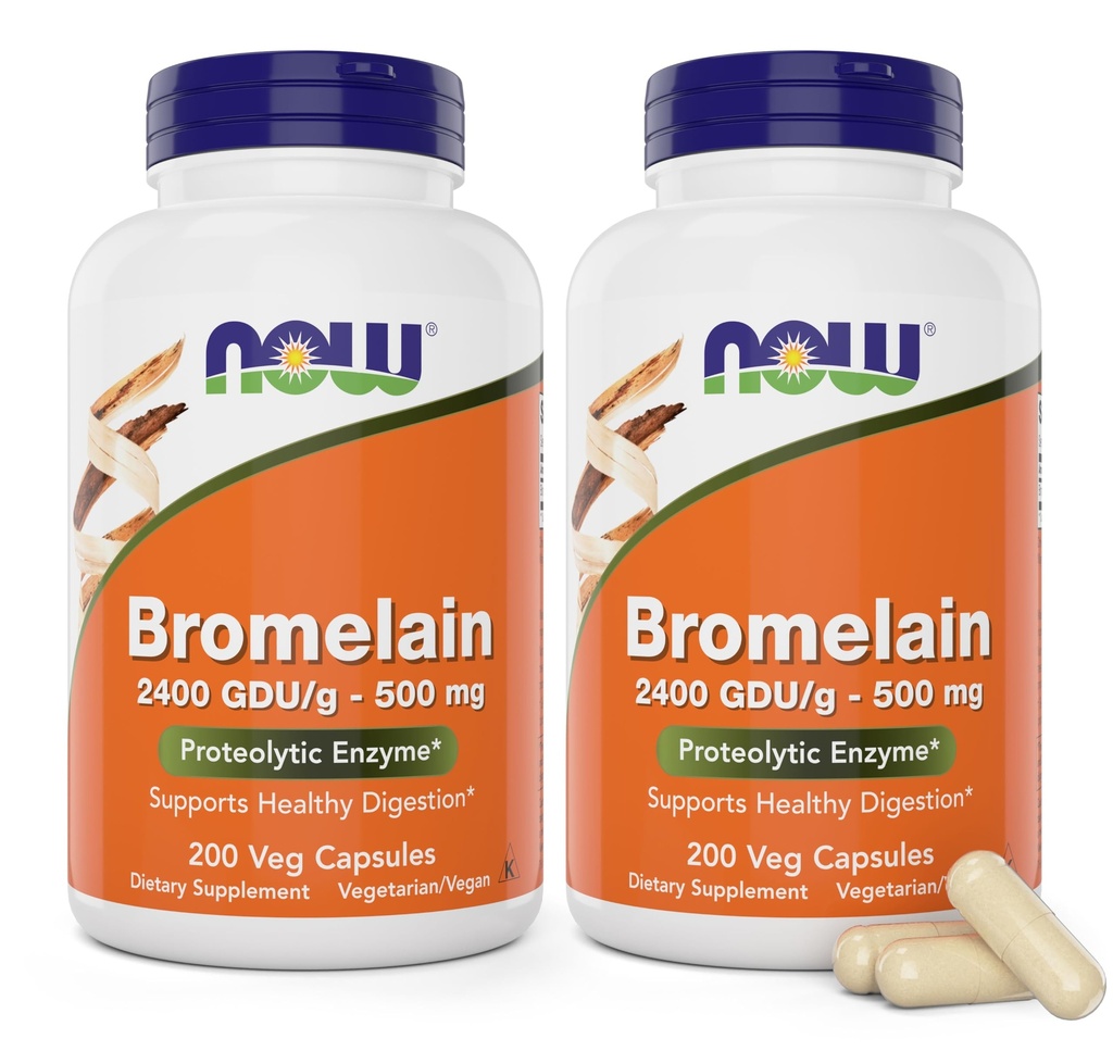 Bromelain 500 mg, 200 Veg Kapsle (Balení po 2) Dodatek - Non- GMO, Vegan 500mg Caps