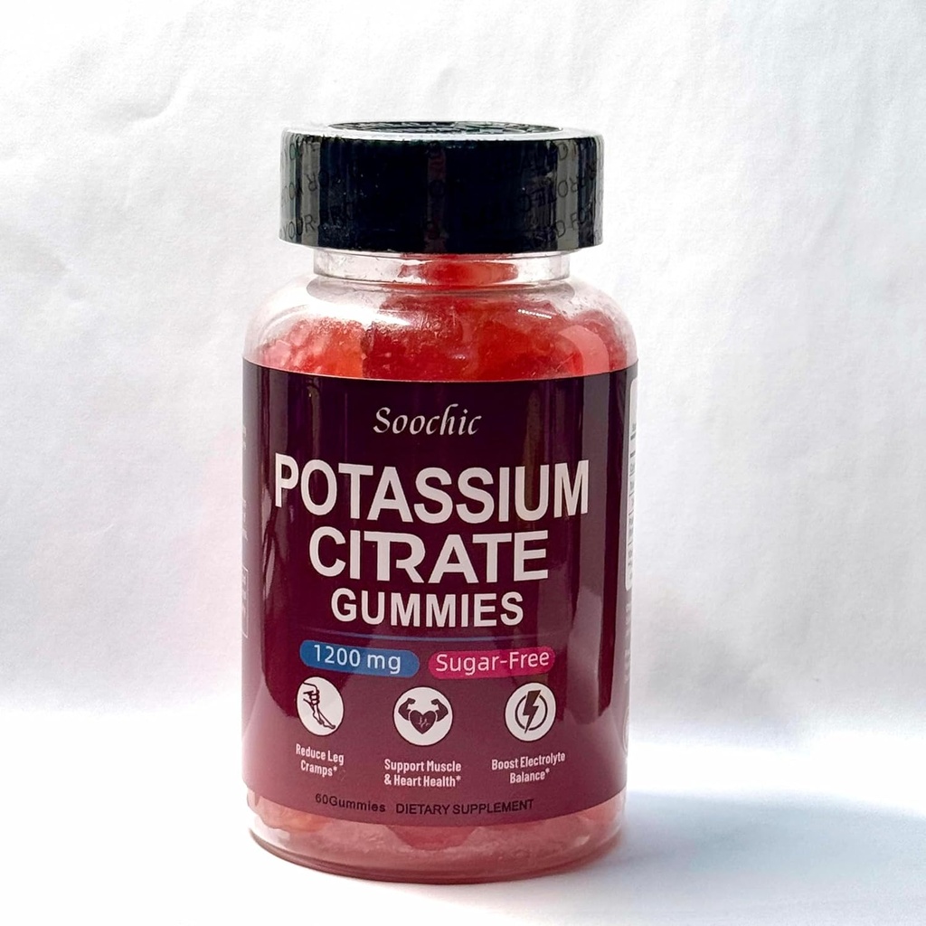 Soochické draselné gumy - 1200mg Citrát draselný pro muže a ženy - podporuje křeče v nohou a svalové zdraví