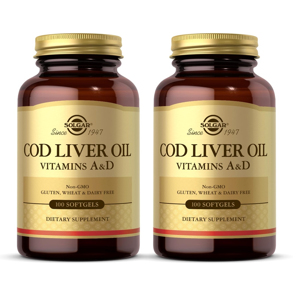 Solgar Cod Jaterní olej - 100 Softgels - Poskytuje vitaminy A & D - Non- GMO, gluten zdarma - 100 Služeb