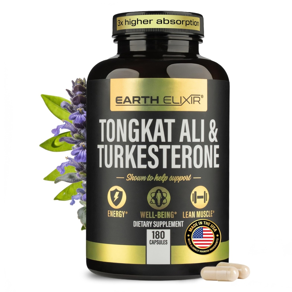 Turkesteron Tongkat Ali pro muže a ženy - 2-in-1 Natural Testosteron Support for Energy & Fitness - High Potency Turkesterone Dodatek pro muže s Tongkat Ali -- Pure Non- GMO Formule