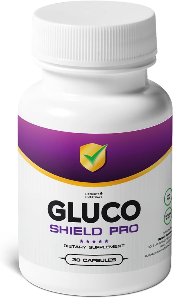 GlucoShield Pro - Přírodní doplněk s vitamíny B1, B2, B6, hořčík, zinek a vápník 124; Non- GMO, Stimulant- Free, Easy- to- Take 124; Vyrobeno v USA, GMP- Certifikované 124; 30 Kapsle, 1 měsíc dodávky
