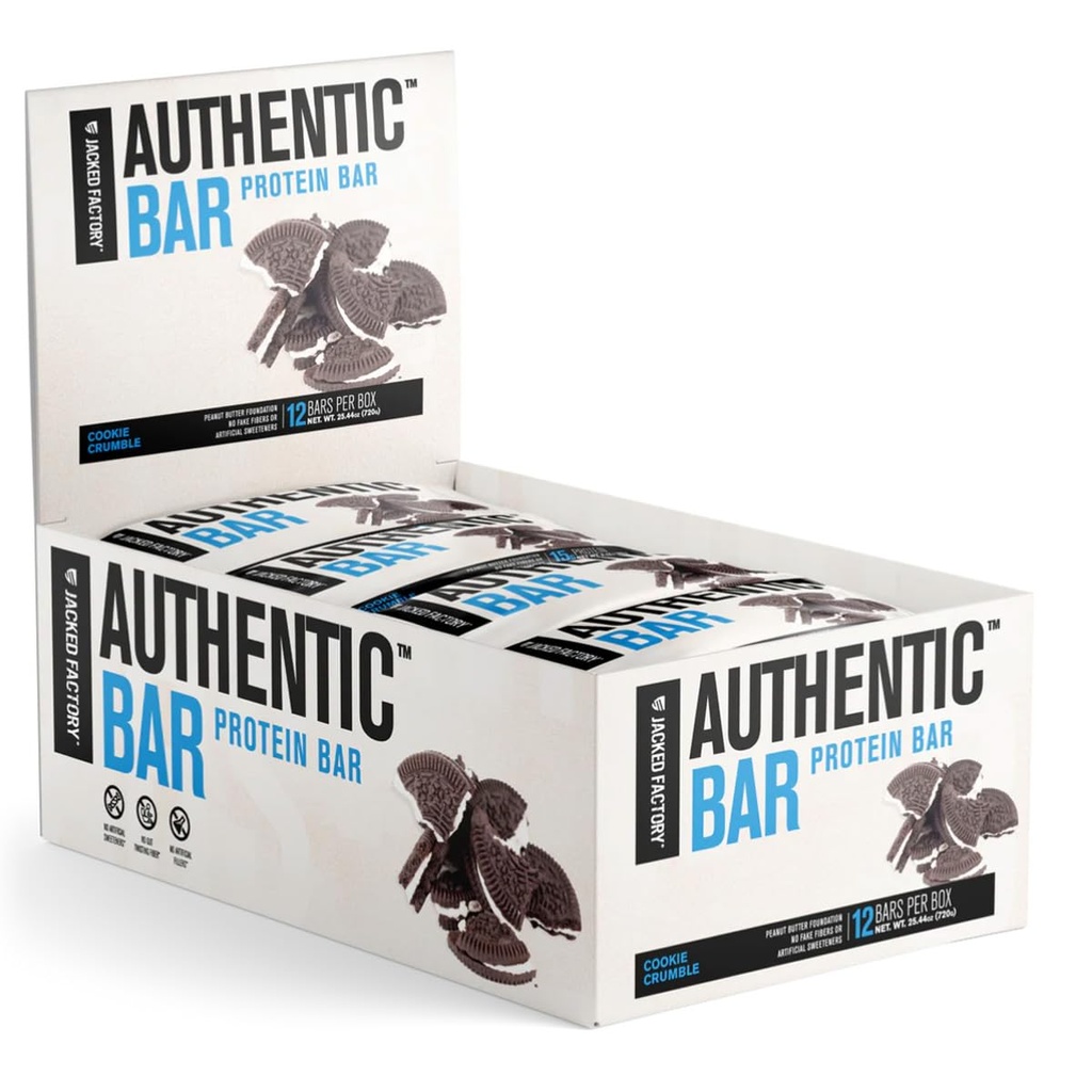 Authentic Bar Cookie Crumble Protein Bars - Chutné stravovací náhrady Energy Bars w / 15g Syrovátkový proteinový izolát, přírodní cukr z čistého medu, Nadace pro zdravé arašídové máslo - 12 Pack