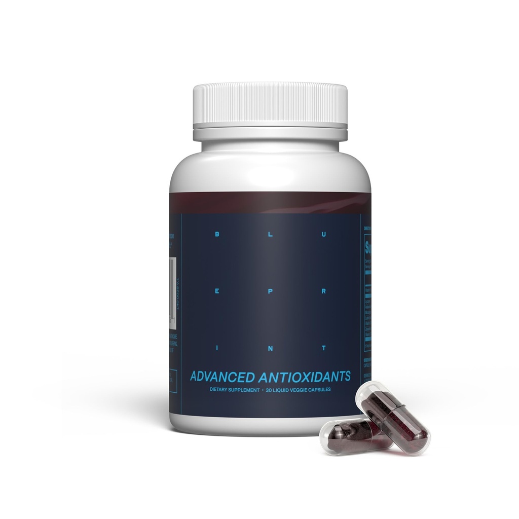 Blueprint Bryan Johnson Advanced Antioxidant Supplement - Lutein, Zeaxanthin, Lycopen, Vitamin K1, K2 - Veganské kapsle pro Vizi, Kostní a srdeční podpora - Aktualizovaná formule esenciálních trendů