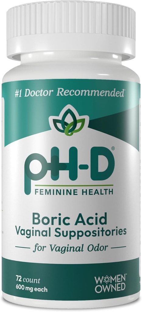 pH-D Feminin Zdraví - 600 mg Suppositors kyseliny borité - Žena vlastněná - pro Vaginální zápach Use - 72 Počet