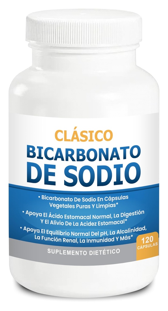 Bicarbonato de Sodio clasico 650 mg USO orgánico Natural Pastillas de bicarbonato de Sodio en polvo Tabletas de bicarbonato de Sodio (cápsulas) Alcalinidad del ácido del estómago 120 cápsulas