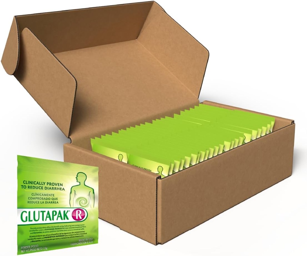 Digestivní zdraví Prášek s L- glutamin & Lactobacillus reuteri - Podporuje Gut bariéra, microbiome bilance & Nutrient Absorpce - 15g Sachets, 50- Pack, gluten & laktóza zdarma