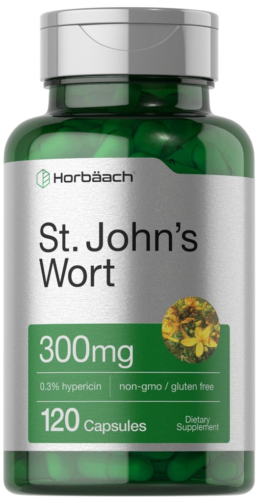 Horbäach St John 's Wort Capsules 300mg IR 124; 120 Count IR 124; Non- GMO, gluten Free IR 124; Bylinný extrakt