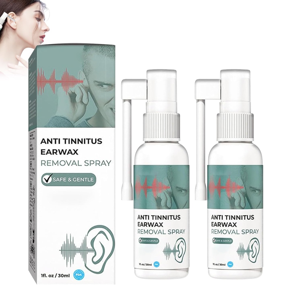 Spray pro obnovu sluchu, Anti Tinnitus Earwax Odstranění postřiku, Čištění ušního vosku, Tinnitus sprej pro ucho (2PCS)